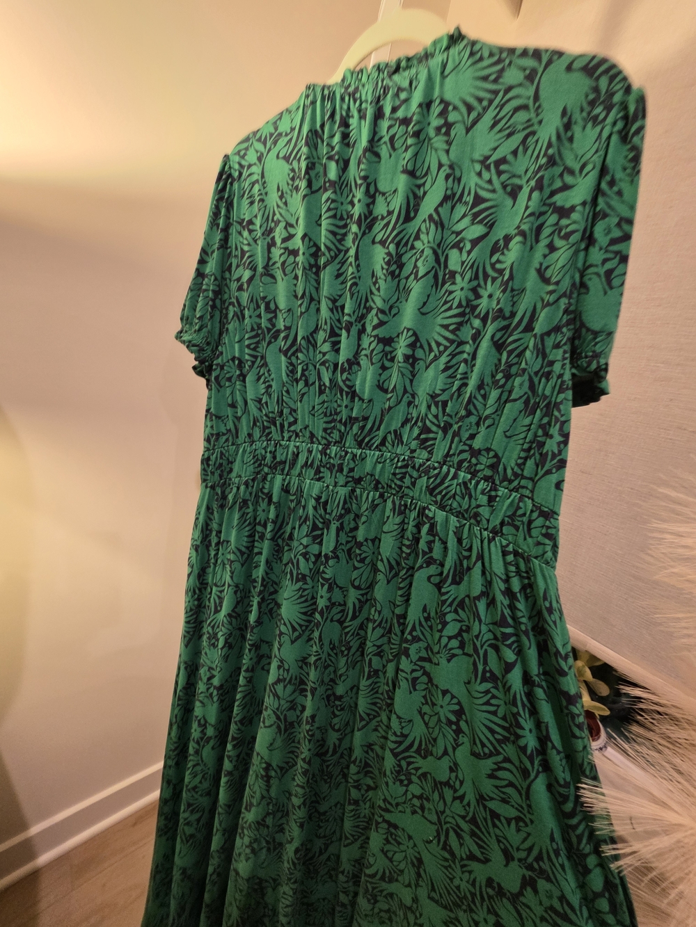 Boden Emerald Green Printed Short-Sleeve Maxi Dress Size 16/18 - Picture 13 of 16